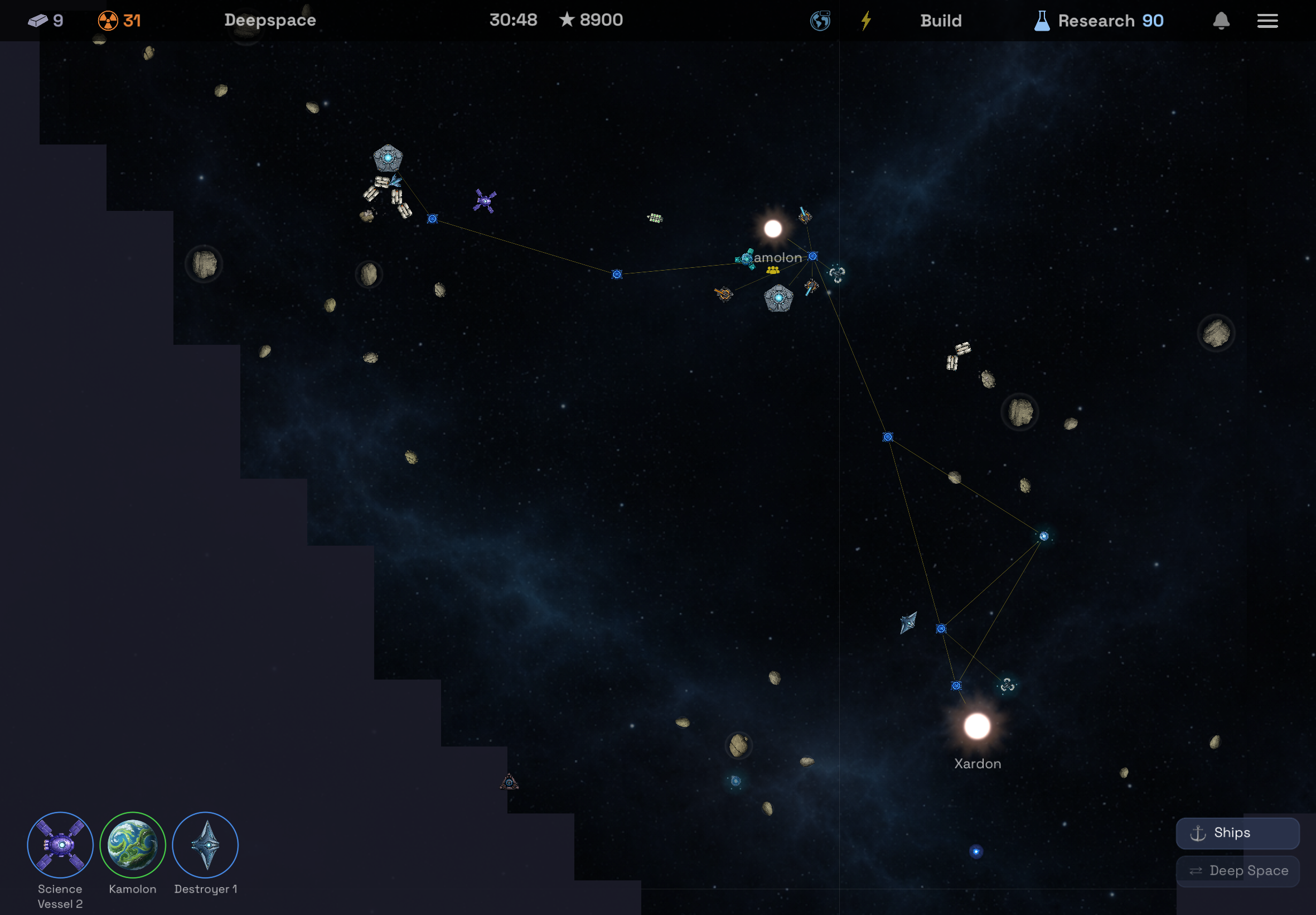 iPad — fully zoomed out star system view